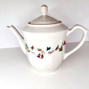 Farberware “White Christmas”Dinnerware HOSTESS TEA POT Katherine Babanovsky ‘95